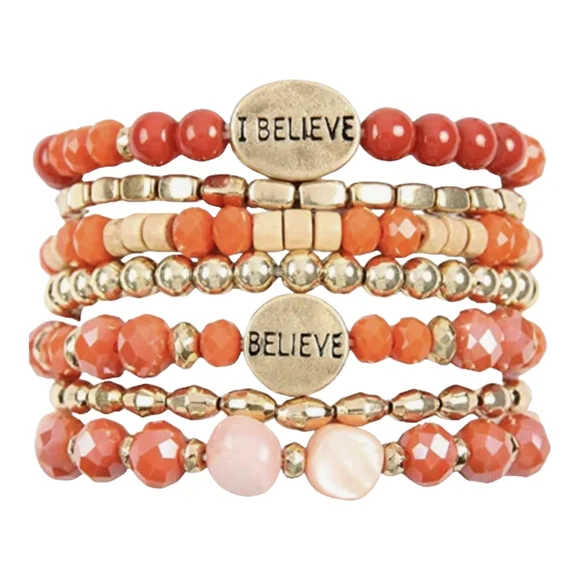 Inspirational Words Coral Bracelets - Picture 1 of 2